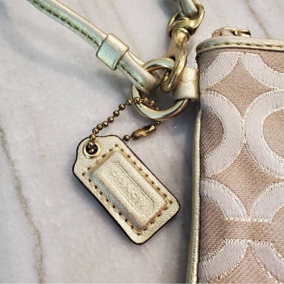 Coach Julia Op Art Gold Metallic Wristlet - Picture 3 of 7